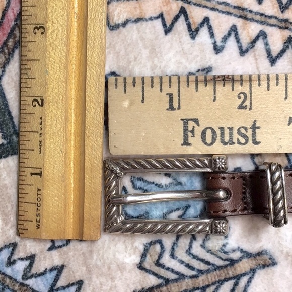 NWOT Talbots Dark Cognac Genuine Leather Braided Rope Ornate Silver Metal Buckle - Picture 6 of 8